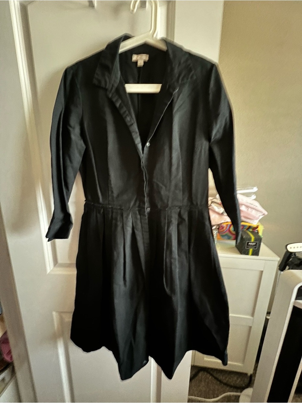 GAP Black Button-Front Trench Shirt Dress